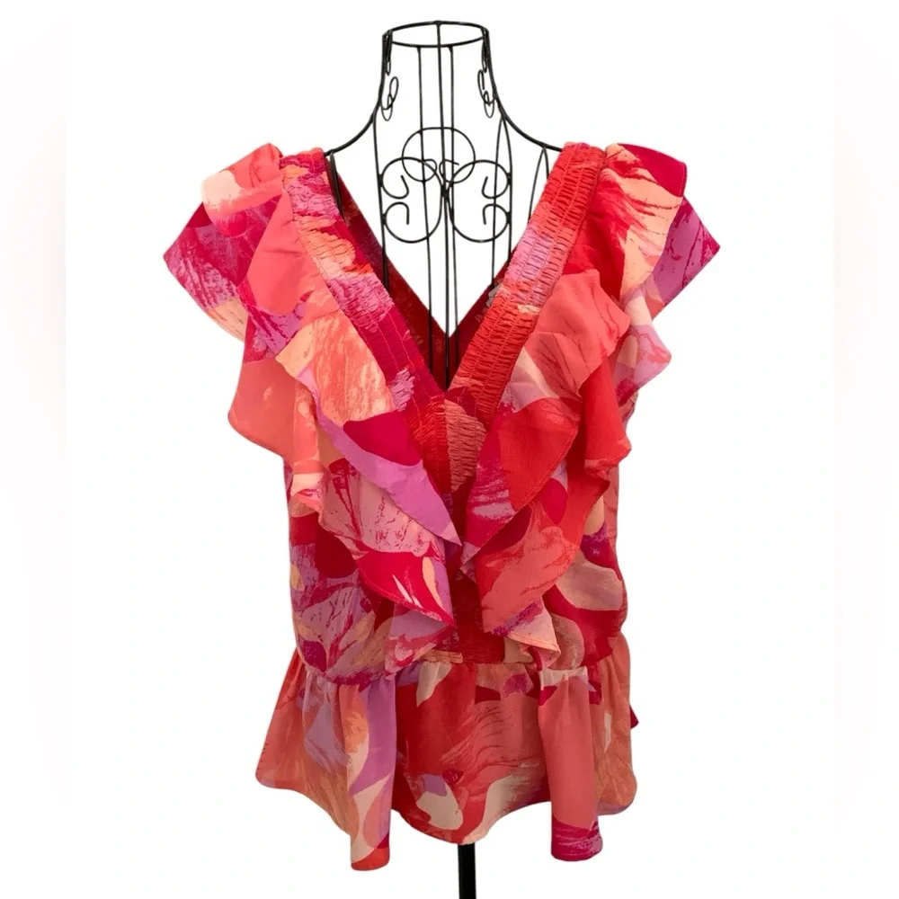 Sofia Smocked V-Neck Ruffle Top - Picture 3 of 12